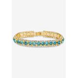 Women's Gold Tone Tennis Bracelet (10mm), Round Birthstones and Crystal, 7" by PalmBeach Jewelry in December