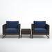 Joss & Main Savion 3 Piece Seating Group w/ Cushions Synthetic Wicker/All - Weather Wicker/Wicker/Rattan in Blue | Outdoor Furniture | Wayfair