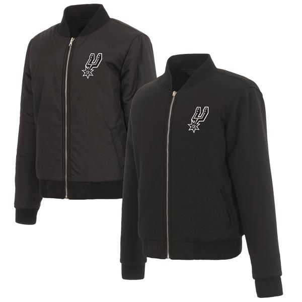 san-antonio-spurs-jh-design-womens-reversible-jacket-with-fleece-and-nylon-sides---black/