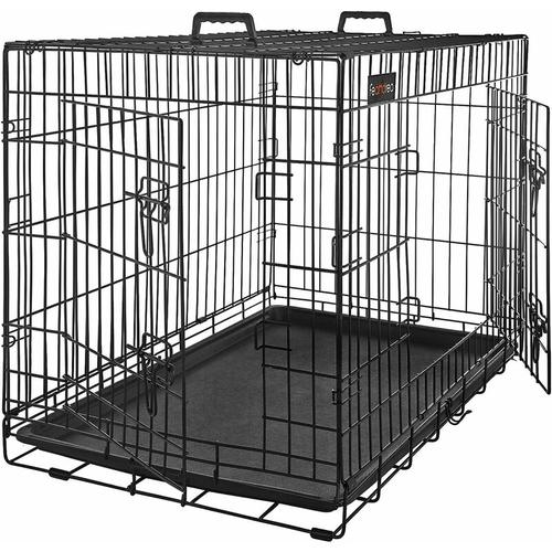 FEANDREA Hundekäfig, Hundebox, 2 Türen, 122 x 74,5 x 80,5 cm, schwarz von SONGMICS PPD48BK - Schwarz