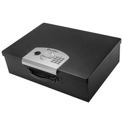 Barska AX11910 17 1/2" x 12 1/2" x 5" Black Steel Portable Security Lock Box with Digital Keypad and Key Lock - 0.49 Cu. Ft.