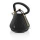 Swan Gatsby Black and Gold 1.7 Litre Pyramid Kettle, 3 KW Rapid Boil, Diamond Pattern Design, Matte Black with Gold Accents, SK14080BLKN