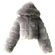 jieGorge Coats for Women, Women Short Faux Hooded Warm Furry Splicing Jacket Long Sleeve Outerwear, Coats and Jackets Winter (Gray M)