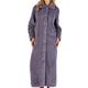 Slenderella Ladies Button Up Dressing Gown Soft Waffle Fleece Ankle Length Bath Robe Large (Grey)