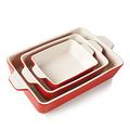 Sweejar Home Ceramic Bakeware Set, Rectangular Baking Dish Lasagna Pans for Cooking, Kitchen, Cake Dinner, Banquet and Daily Use, 30 x 20 x 7 cm of Casserole Dishes (Red)