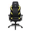 L33T Gaming Stuhl | extra breiter Sitz HQ Bürostuhl Ergonomischer Chefsessel E-Sport PC-Stuhl mit Lendenwirbelstütze, Lederbezug, Verstellbarer Schreibtischstuhl E-Sports Gaming Chair, schwarz