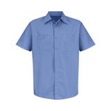 Red Kap CS20 Short Sleeve Striped Industrial Work Shirt in Petrol Blue/Navy Blue size MR | Cotton/Polyester Blend