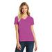 District DM1190L Women's Perfect Blend CVC V-Neck Top in Heathered Pink Raspberry size 2XL | Cotton/Polyester