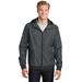 Sport-Tek JST53 Embossed Hooded Wind Jacket in black size Medium | Polyester