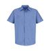 Red Kap CS20 Short Sleeve Striped Industrial Work Shirt in Petrol Blue/Navy Blue size LR | Cotton/Polyester Blend