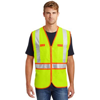 CornerStone CSV407 ANSI 107 Class 2 Dual-Color Safety Vest in Yellow/Safety Orange size 4XL | Polyester