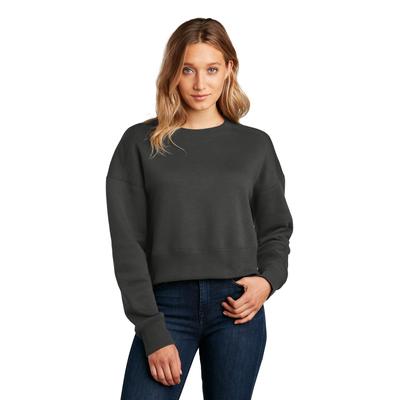 District DT1105 Women's Perfect Weight Fleece Cropped Crew in Charcoal size Medium | Cotton