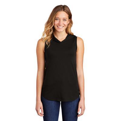 District DT1375 Women's Perfect Tri Sleeveless Hoodie Top in Black size 4XL | Triblend
