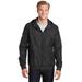 Sport-Tek JST53 Embossed Hooded Wind Jacket in Black size Medium | Polyester