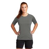Sport-Tek LST470 Athletic Women's Rashguard Top in Dark Smoke Grey size Small | Polyester Blend