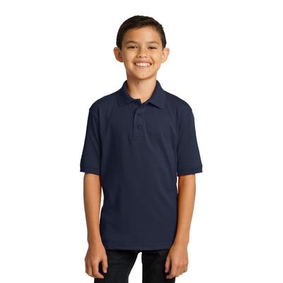 Port & Company KP55Y Youth Core Blend Jersey Knit Polo Shirt in Deep Navy Blue size XL | Cotton/Polyester