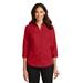 Port Authority L665 Women's 3/4-Sleeve SuperPro Twill Shirt in Rich Red size Medium | Cotton/Polyester Blend
