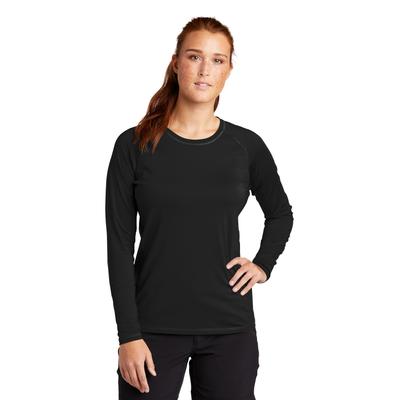 Sport-Tek LST470LS Athletic Women's Long Sleeve Rashguard Top in Black size 3XL | Polyester/Spandex Blend
