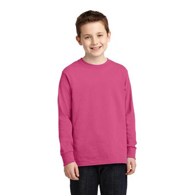 Port & Company PC54YLS Youth Long Sleeve Core Cotton Top in Sangria size Small