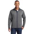 Sport-Tek ST853 Sport-Wick Stretch Contrast Full-Zip Jacket in Charcoal Grey Heather/True Navy Blue size 3XL | Polyester/Spandex Blend