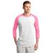 Sport-Tek T200 Colorblock Raglan Jersey T-Shirt in White/Bright Pink size 3XL | Cotton