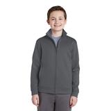 Sport-Tek YST241 Youth Sport-Wick Fleece Full-Zip Jacket in Dark Smoke Grey size Medium | Polyester