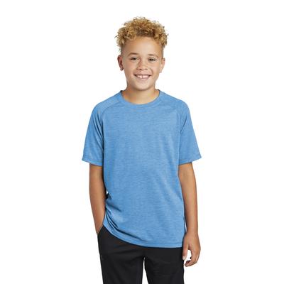 Sport-Tek YST400 Youth PosiCharge Tri-Blend Wicking Raglan Top in Pond Blue Heather size XS | Triblend