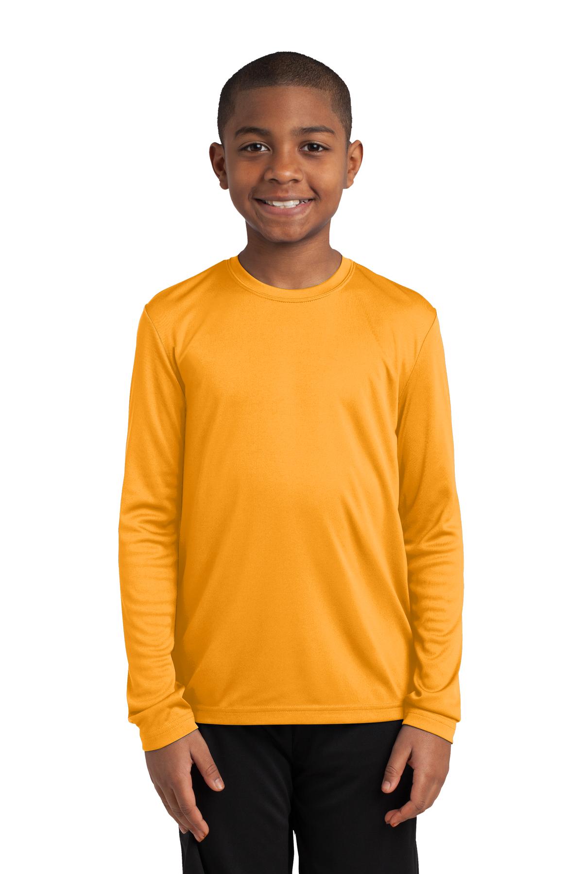 Sport-Tek YST350LS Youth Long Sleeve PosiCharge Competitor Top in Gold size Medium | Polyester