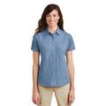 Port & Company LSP11 Women's Short Sleeve Value Denim Shirt in Faded Blue* size Small | Cotton