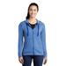 Sport-Tek LST293 Women's PosiCharge Tri-Blend Wicking Fleece Full-Zip Hooded Jacket in True Royal Blue Heather size Medium | Triblend