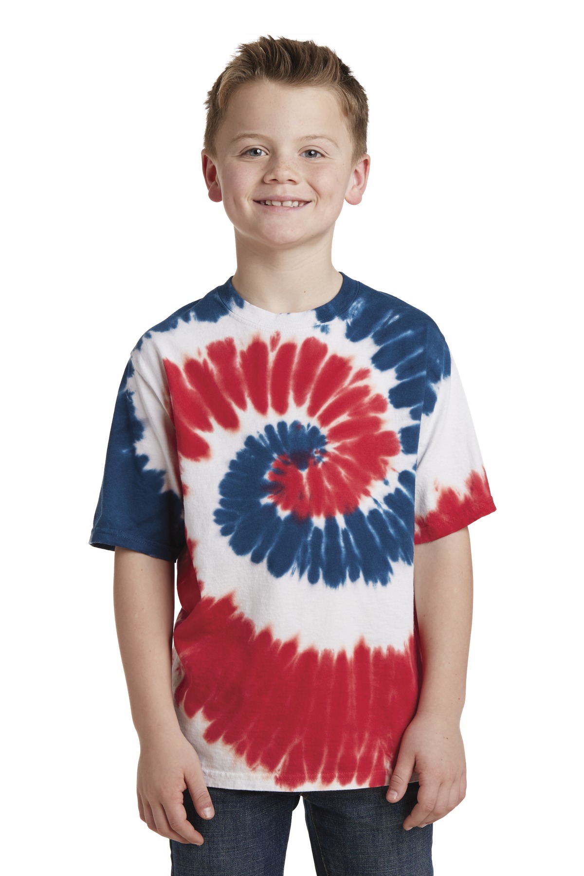 Port & Company PC147Y Youth Tie-Dye Top in Usa Rainbow size Small | Cotton