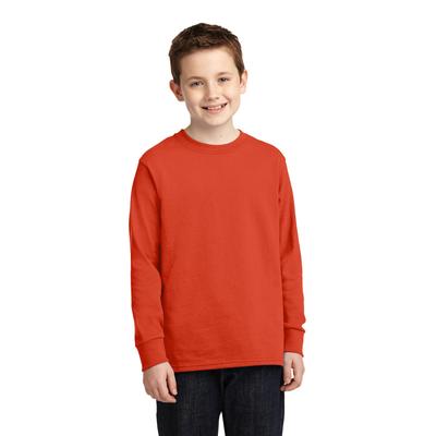 Port & Company PC54YLS Youth Long Sleeve Core Cotton Top in Orange size XS