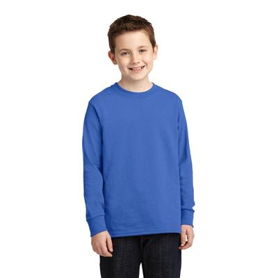 Port & Company PC54YLS Youth Long Sleeve Core Cotton Top in Royal Blue size XL