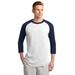 Sport-Tek T200 Colorblock Raglan Jersey T-Shirt in White/Navy Blue size Medium | Cotton