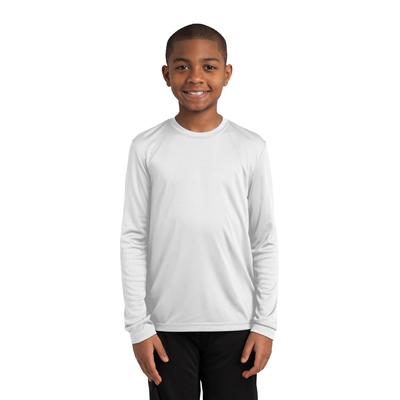 Sport-Tek YST350LS Youth Long Sleeve PosiCharge Competitor Top in White size XS | Polyester