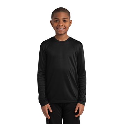 Sport-Tek YST350LS Youth Long Sleeve PosiCharge Competitor Top in Black size Large | Polyester