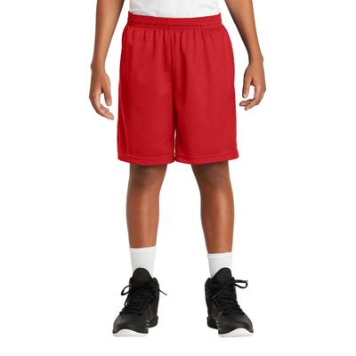 Sport-Tek YST510 Youth PosiCharge Classic Mesh Short in True Red size Large | Polyester