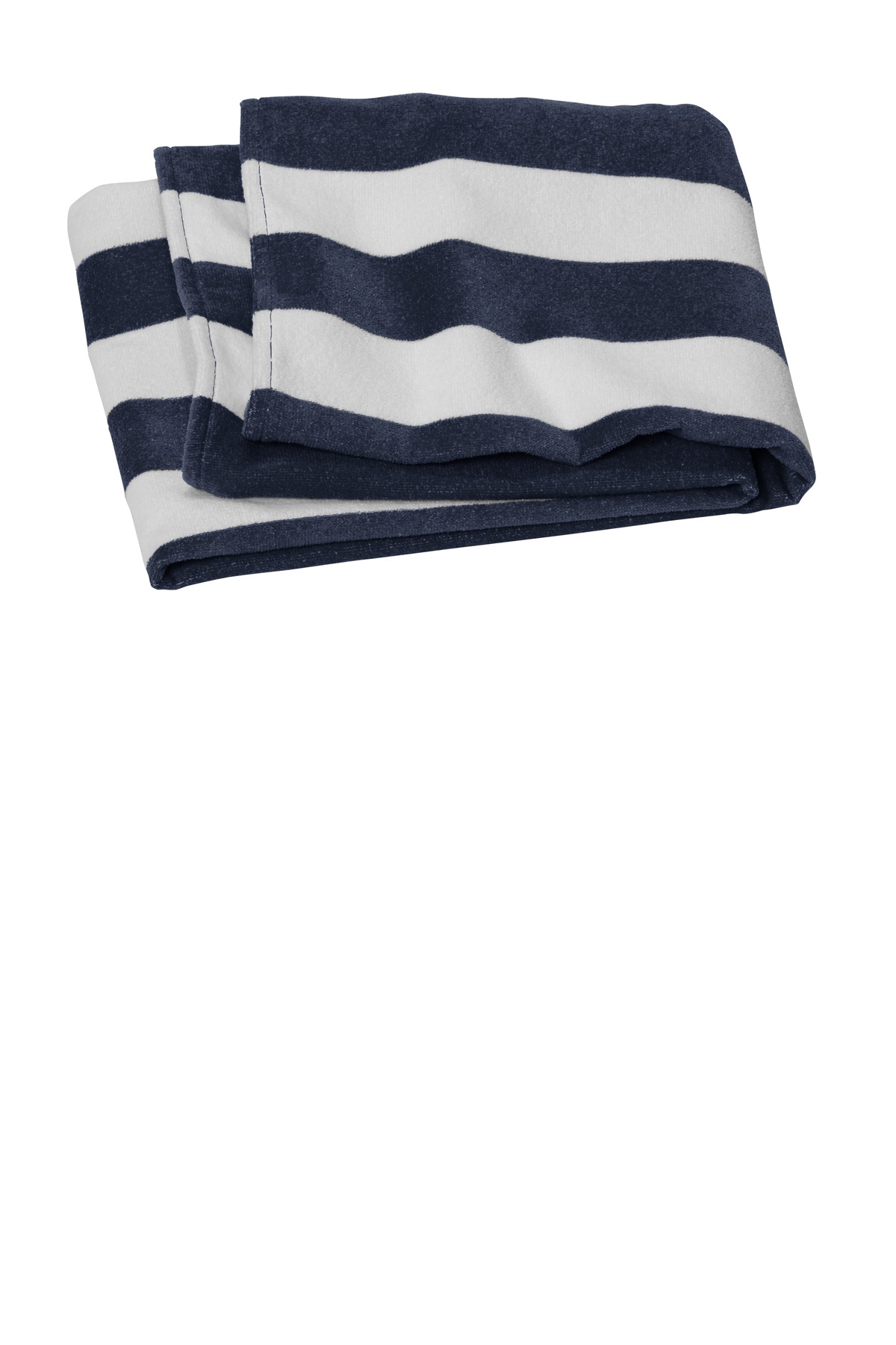Port Authority PT45 Value Cabana Stripe Beach Towel in Navy Blue size OSFA | Cotton