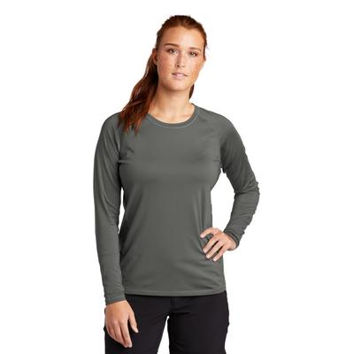 Sport-Tek LST470LS Athletic Women's Long Sleeve Rashguard Top in Dark Smoke Grey size Small | Polyester/Spandex Blend