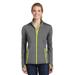 Sport-Tek LST853 Women's Sport-Wick Stretch Contrast Full-Zip Jacket in Charcoal Grey Heather/Charge Green size 2XL | Polyester/Spandex Blend