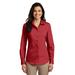 Port Authority LW100 Women's Long Sleeve Carefree Poplin Shirt in Rich Red size Large | Cotton/Polyester Blend