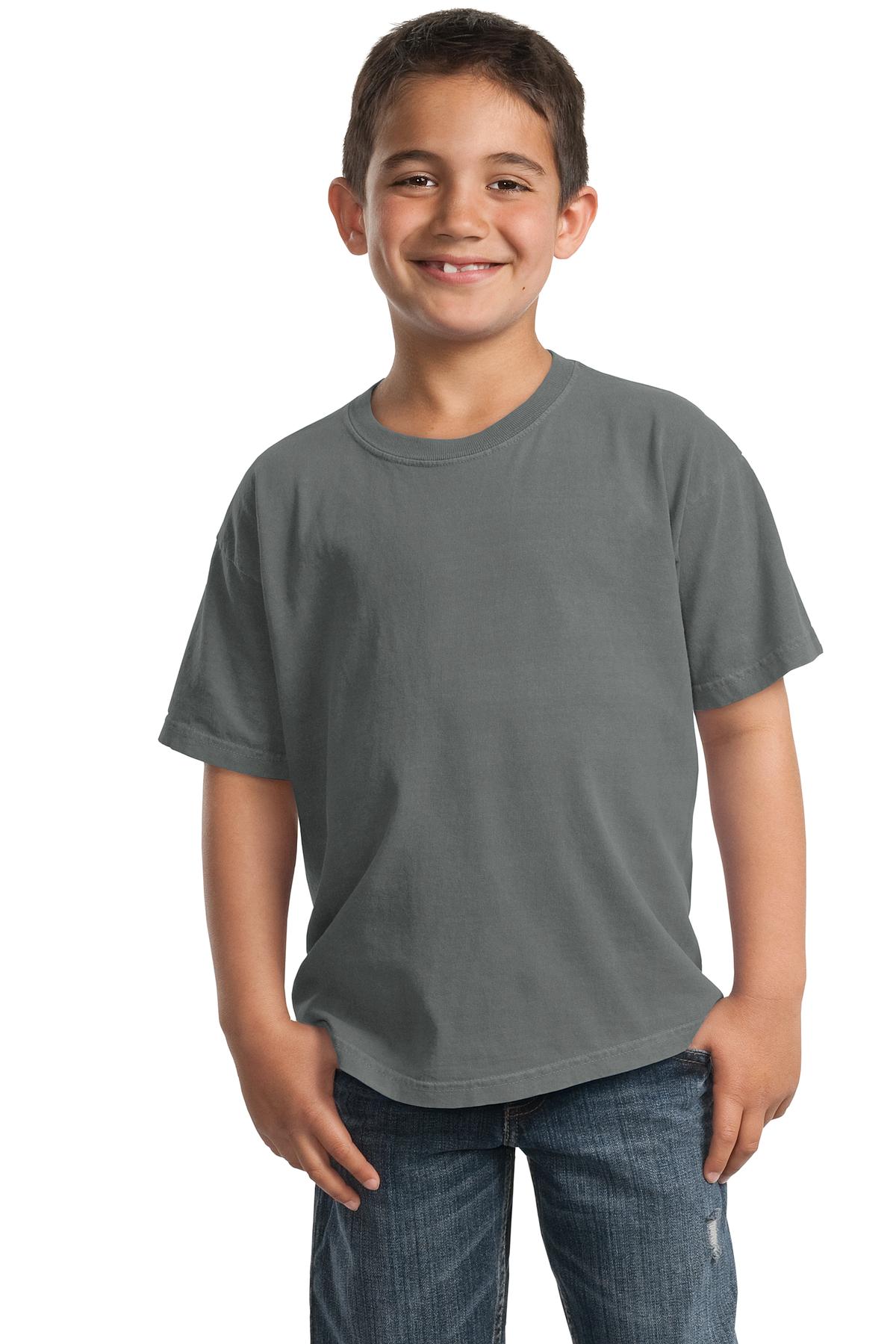 Port & Company PC099Y Youth Beach Wash Garment-Dyed Top in Coal size Large | Cotton