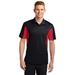 Sport-Tek TST655 Tall Side Blocked Micropique Sport-Wick Polo Shirt in Black/True Red size XL/Tall | Polyester