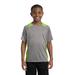 Sport-Tek YST361 Youth Heather Colorblock Contender Top in Vintage Heather/Lime Shock size Medium | Polyester