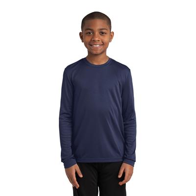 Sport-Tek YST350LS Youth Long Sleeve PosiCharge Competitor Top in True Navy Blue size Medium | Polyester