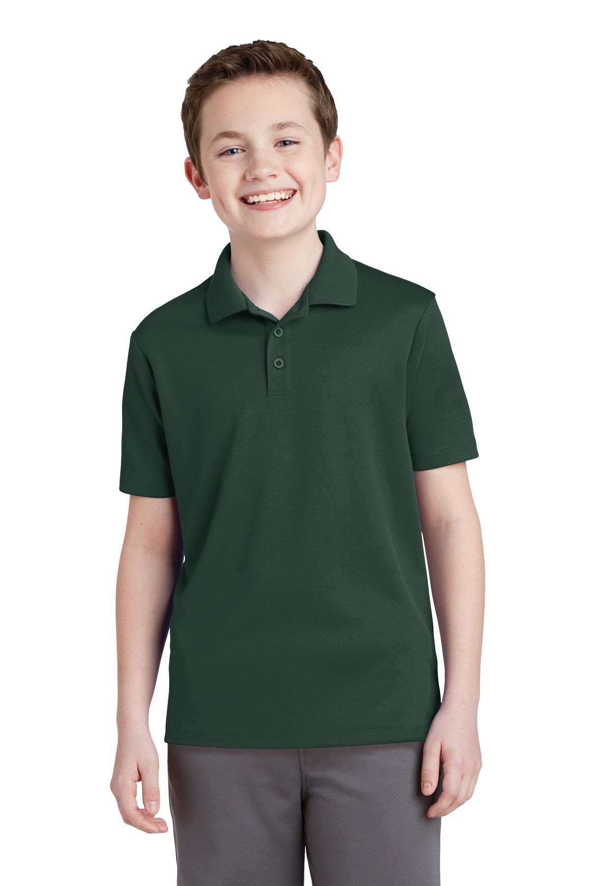 Sport-Tek YST640 Youth PosiCharge RacerMesh Polo Shirt in Dark Forest Green size XL | Polyester
