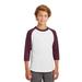 Sport-Tek YT200 Youth Colorblock Raglan Jersey T-Shirt in White/Maroon size XS | Cotton