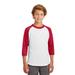 Sport-Tek YT200 Youth Colorblock Raglan Jersey T-Shirt in White/Red size Small | Cotton