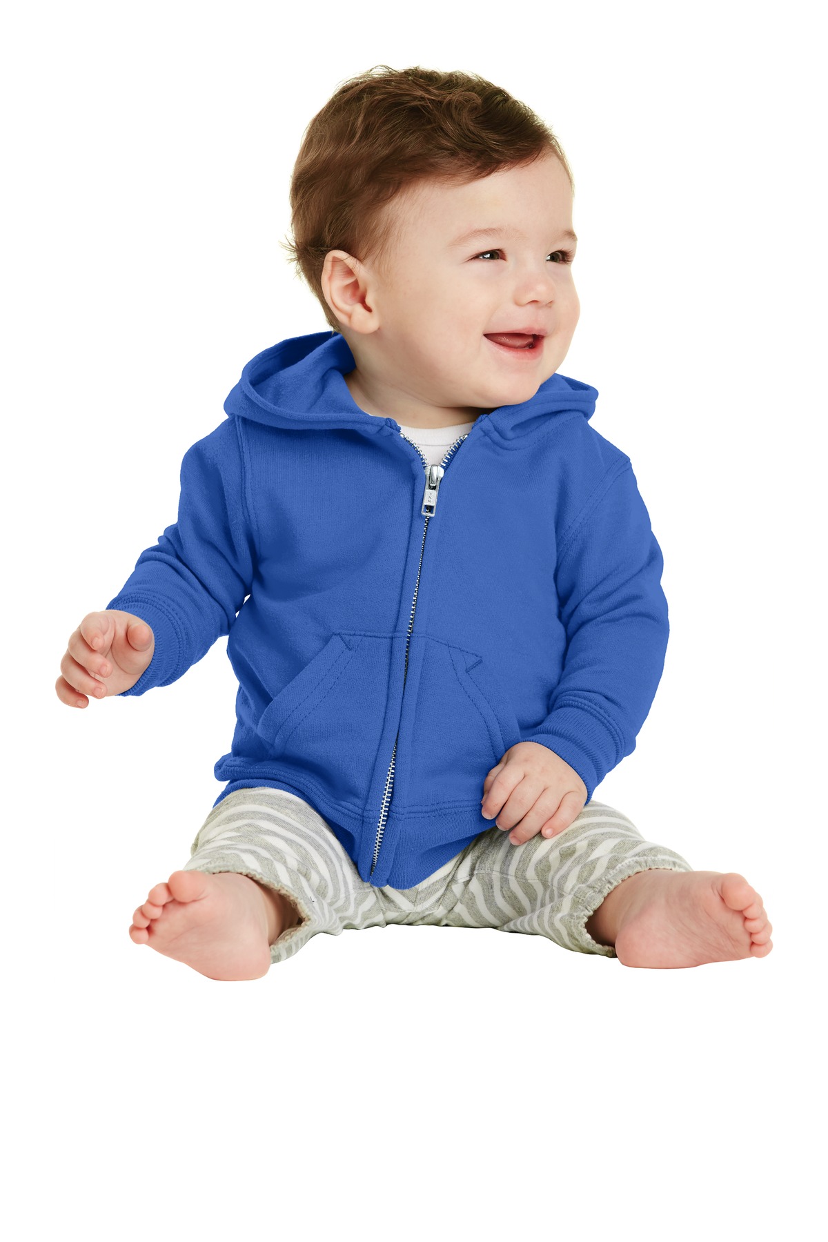 Port & Company CAR78IZH Infant Core Fleece Full-Zip Hooded Sweatshirt in Royal Blue size 12M