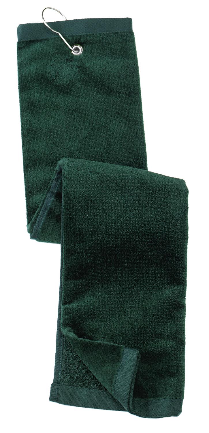 Port Authority TW50 Grommeted Tri-Fold Golf Towel in Hunter size OSFA | Cotton Blend